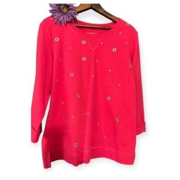 Karen Scott Pink tunic with Silver grommets - Picture 1 of 7